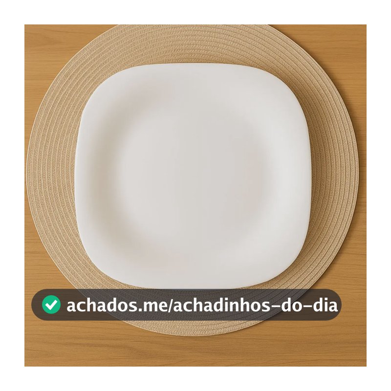 Jogo 6 Pratos Rasos Grande Vidro Branco Restaurante 28cm Branco Liso