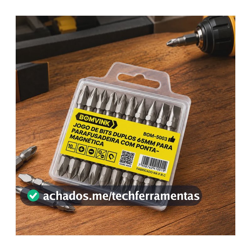 Conjunto Bits Magnetico Duplo 65mm 10 Peça Ponteira Parafusa