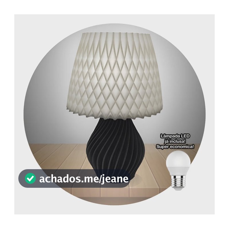 Abajur Luminária Espiral De Mesa Quarto Moderno C/ Lâmpada Estrutura Preto