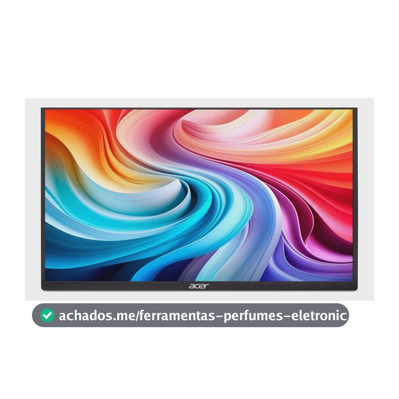 Monitor Portátil Acer 15.6" com Tela Full HD IPS Conexão USB Type-C de Cabo Único Entrada Mini HDMI Suporte HDR10 e Proteção Visual PM161Q Jbmiuux
