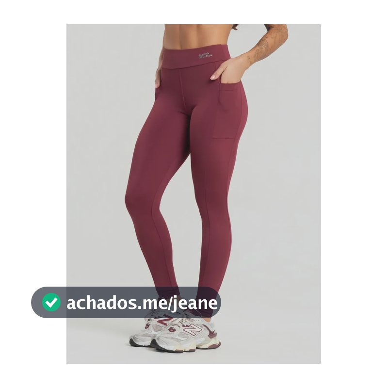 Calça Legging Fitness Feminino Bolso Cintura Alta Balance Marsala Balance P