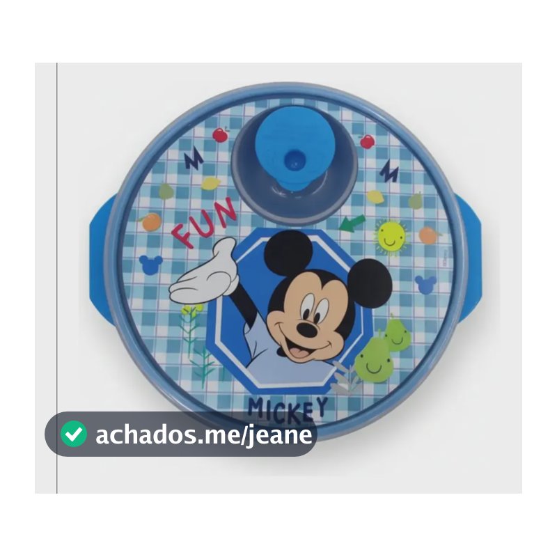 Prato Com Divisórias E Tampa Para Microondas Mickey - Babygo