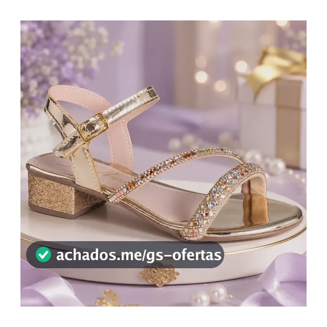 Sandália Saltinho Brilho Strass Infantil Menina Moda 625