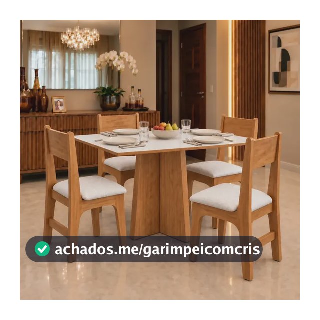 Conjunto Mesa de Jantar 4 Cadeiras Estofadas Amanda Mel Bege Retangular Tampo Off White Assento Acolchoado Espuma D12 Sala Cozinha Apartamento Moderno Compacto MDF MDP Acabamento Amadeirado