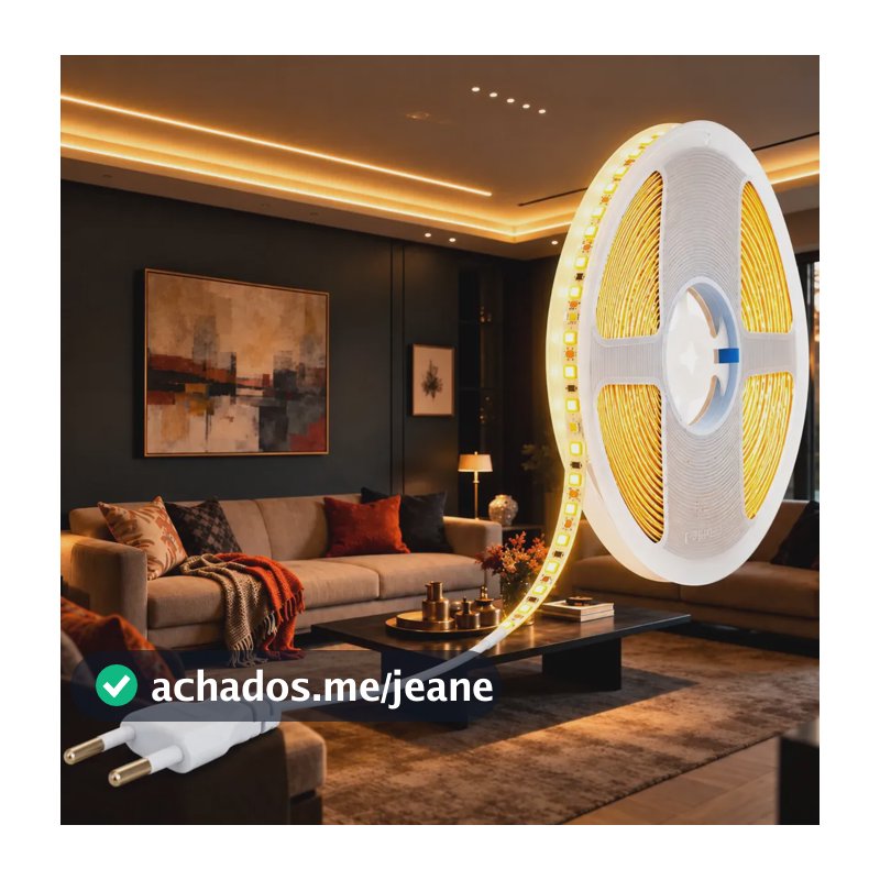 Fita De Led Branco Quente Amarela 10 Metros Direta 120led/m Luz Branco-quente