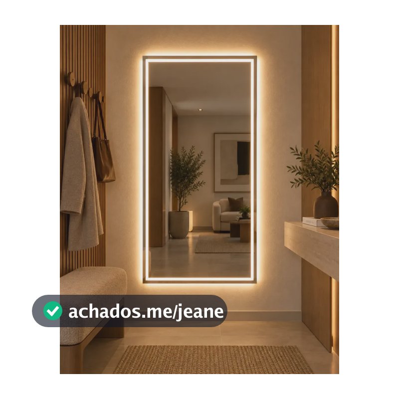 Espelho Grande Com Led 3 Cores 70x50 Banheiro Botão Touch