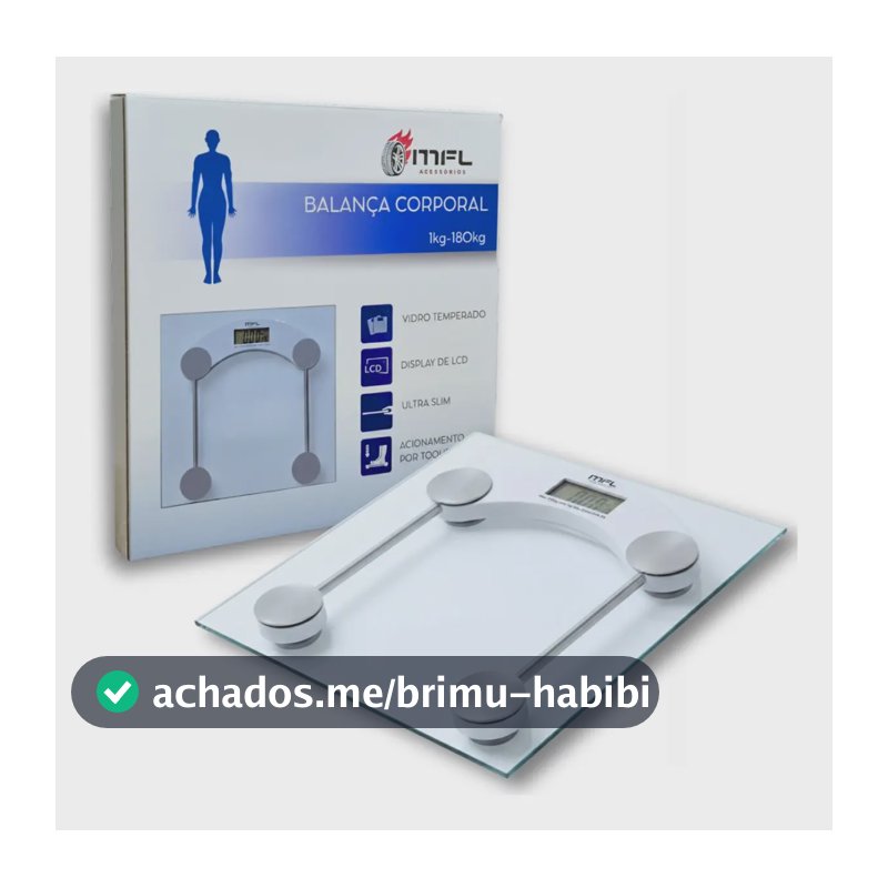 Balaça Digital Vidro Ate 180kg Banheiro Academia Com Medidor De Temperatura Pilhas Marca MFL
