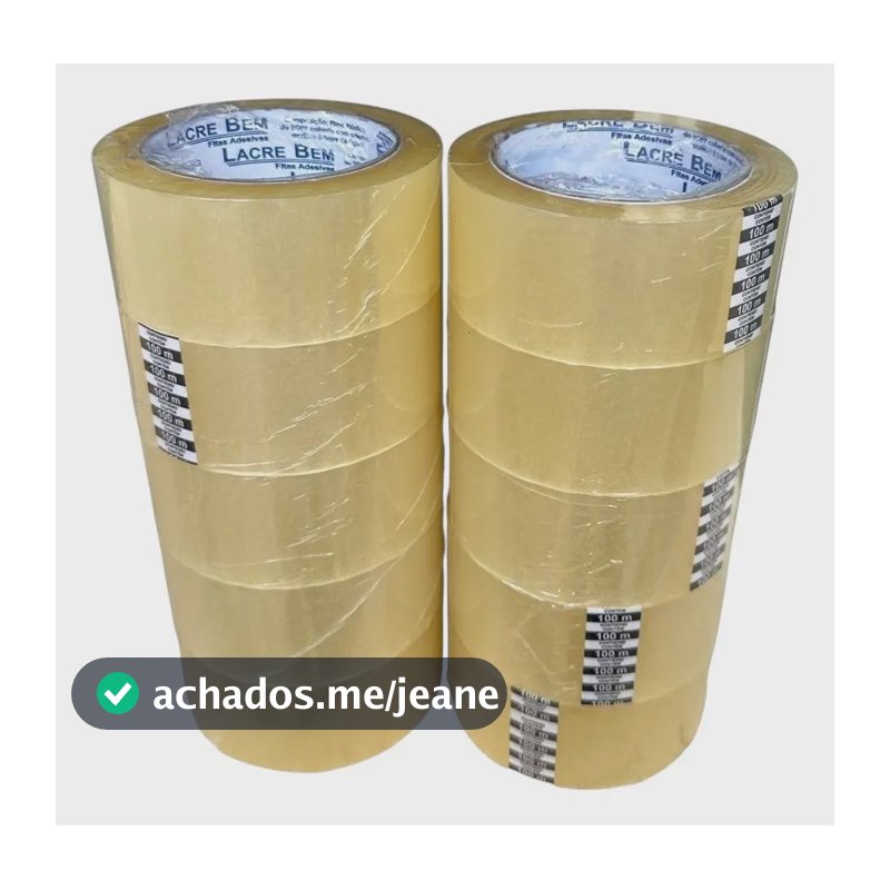 Fita Lacre Bem Adesiva de embalagem 100 m 45mm 10 unidades transparente