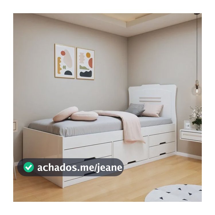 Cama Solteiro 5 Gavetas Júlia Conquista Moveis Wt Branco