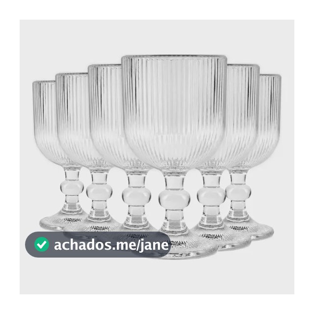 Jogo Com 6 Taças De Vidro 360ml Canelado Drinks Suco Água