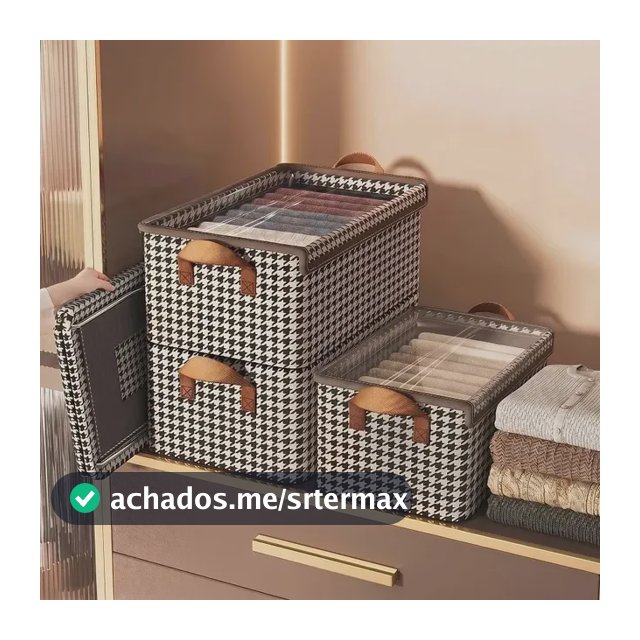 Kit 4 Caixas Organizadoras Dobráveis De Guarda Roupa Caixa Organizadora Padrão Xadrez Ideal para Roupas, Closet, Armário e Quarto