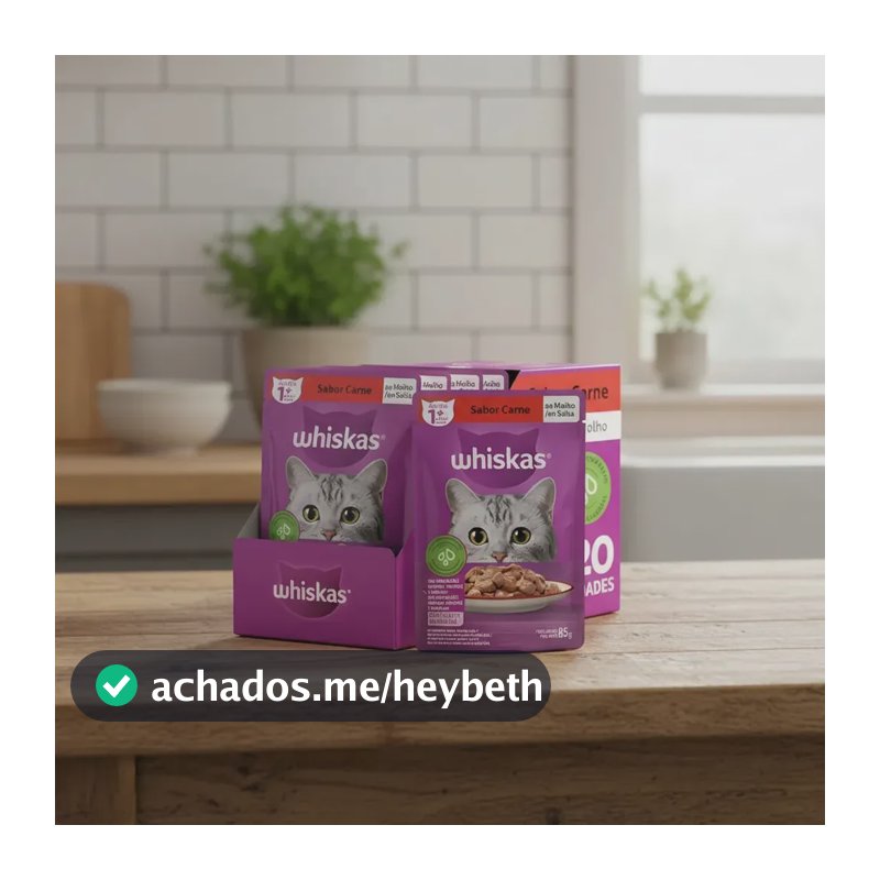 Whiskas ração úmida para gatos carne ao molho 85gr com kit de 20 sachês