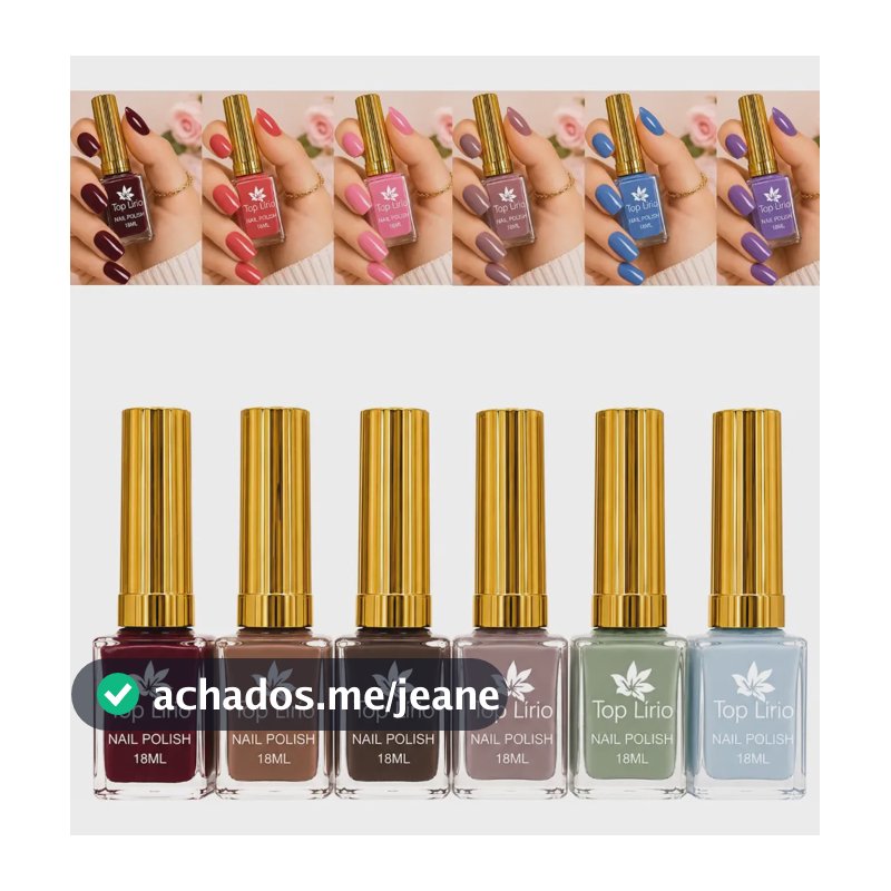 Kit Esmalte Lirio 6 Cores 18ml Secagem Rápida Fácil Aplicaçã Cores Variadas