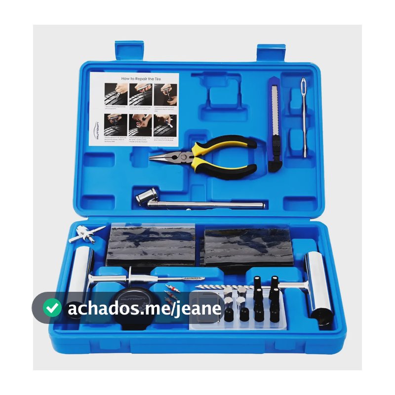 Kit Reparo Pneu 69 Peças Com Plugues Para Carro