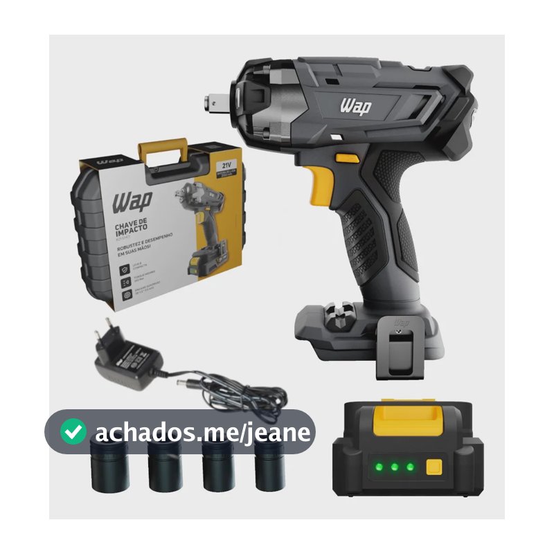 Chave De Impacto A Bateria 21v Encaixe 1/2pol C/ Bateria Wap Cinza 110v/220v