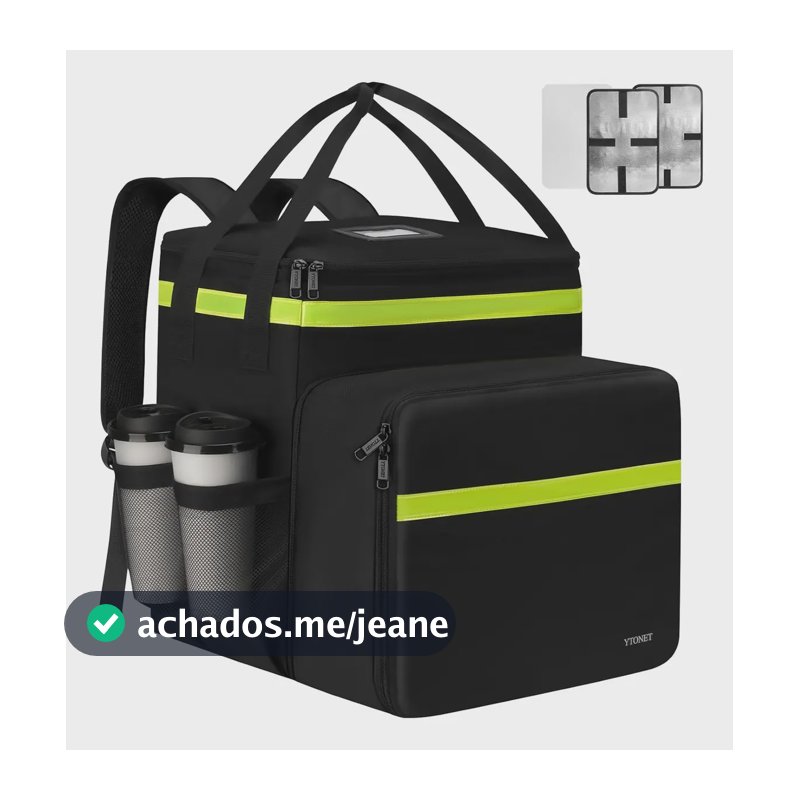 Mochila Bag Para Motoboy, Compatível com iFood Mochila De Térmica Delivery Comida E Pizza, Bolsa Reforçada, Expansível E Impermeável, Ytonet 6173 Preta