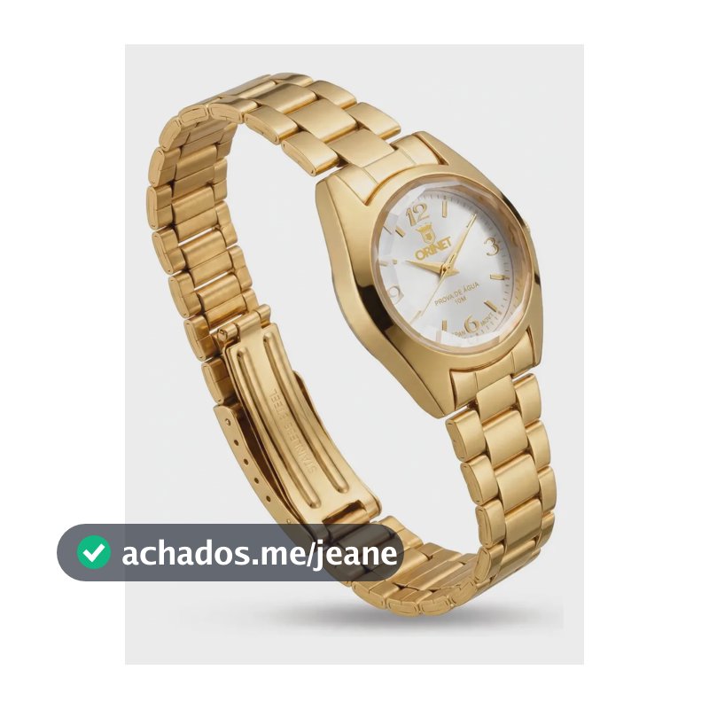 Relógio de pulso ORINET PREMIUM XII1159 com corria de aço inoxidável cor dourado com branco - fondo branco - bisel dourado