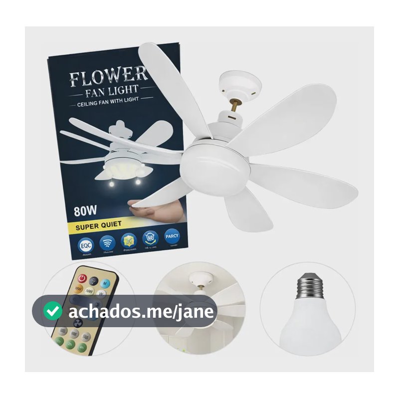 Lâmpada Ventilador Teto VT02 80w Led E27 Luz Frio Quente Bivolt