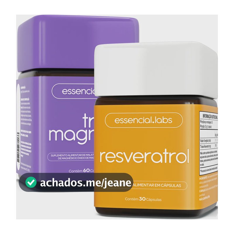 KIT TRI MAGNÉSIO com Dimalato, Bisglicinato e Óxido de Magnésio - 60 cápsulas + RESVERATROL 165mg - 30 doses