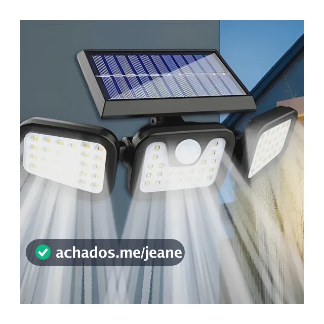 Refletor Solar Led 3 Cabeças Ajustavel Sensor Movimento 50w Branco 1pcs