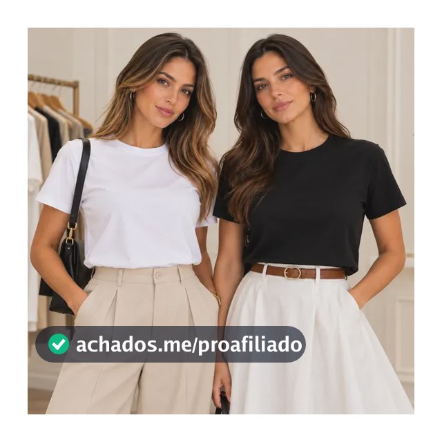 Kit 3 Camisetas Femininas Básicas Lisas 2 Branca - 1 Preta P Lisa
