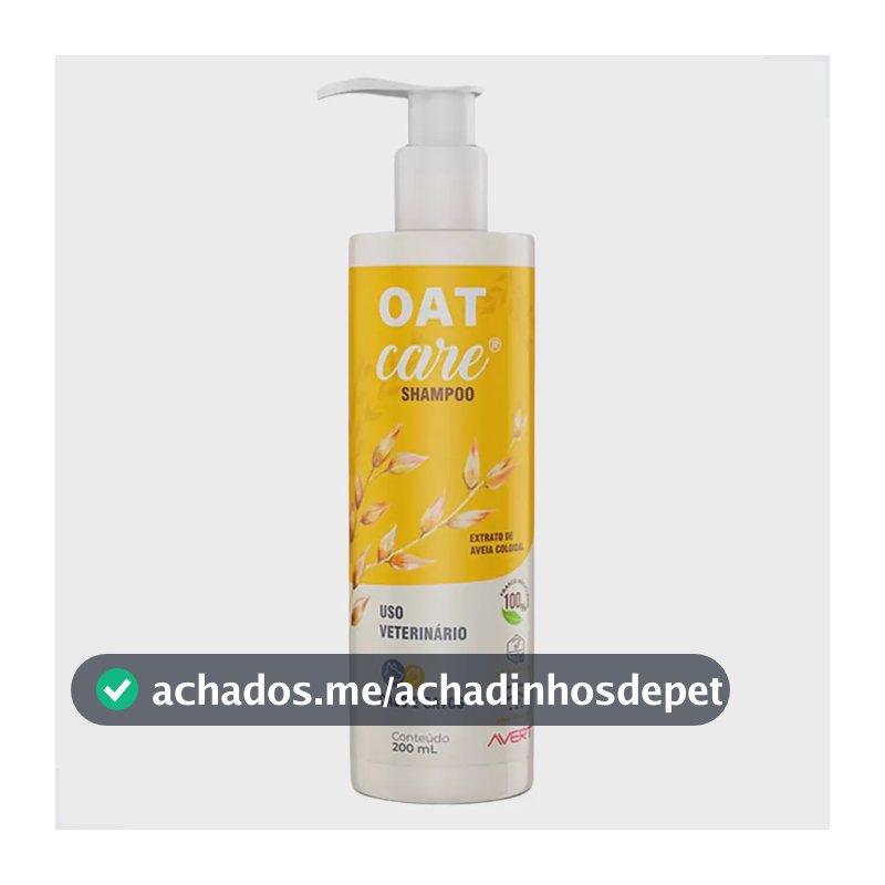 Shampoo Oat Care Avert 200ml Cães e Gatos Pele Sensível Extrato Aveia