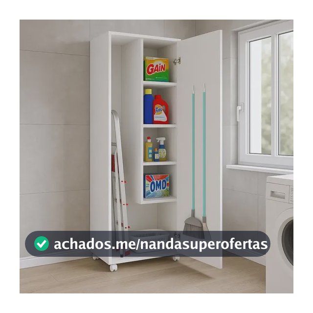 Armário 1 Porta Área De Serviço Porta Vassouras Cozinha Branco