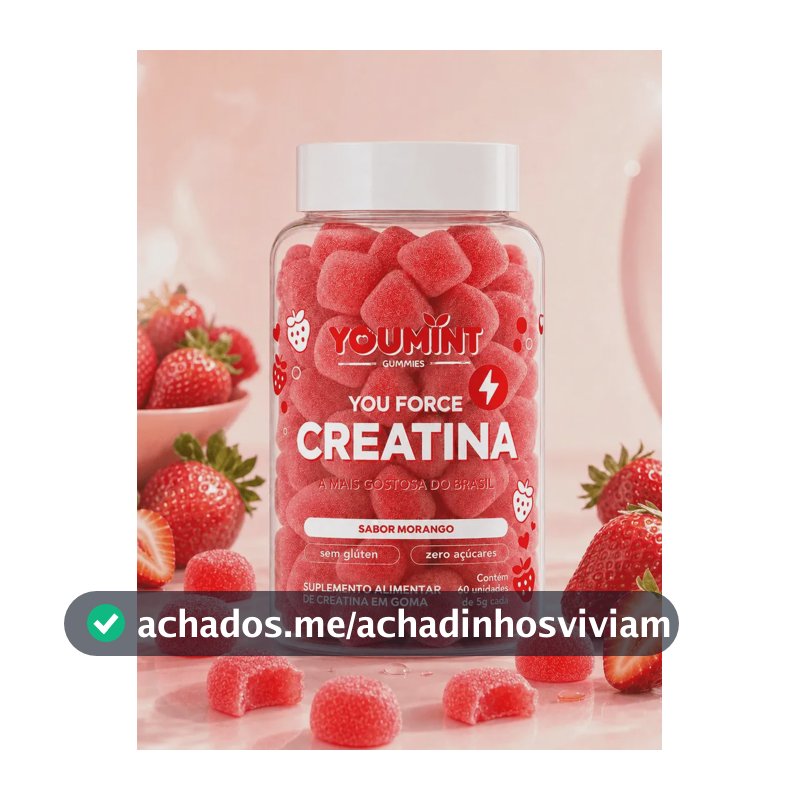 CREATINA GUMMY YOUMINT – SABOR MORANGO – ZERO AÇÚCARES – 60 GOMAS