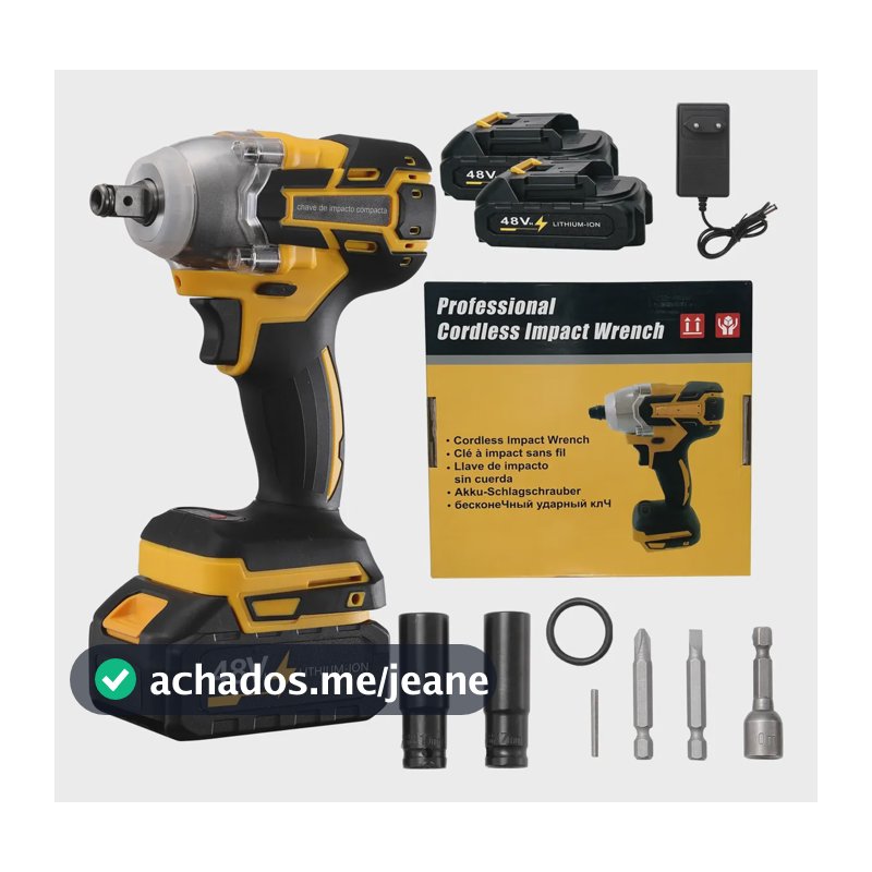 Chave De Impacto A Bateria 48v Profissional Caixa De Papel/2 Baterias/amarelo 48v