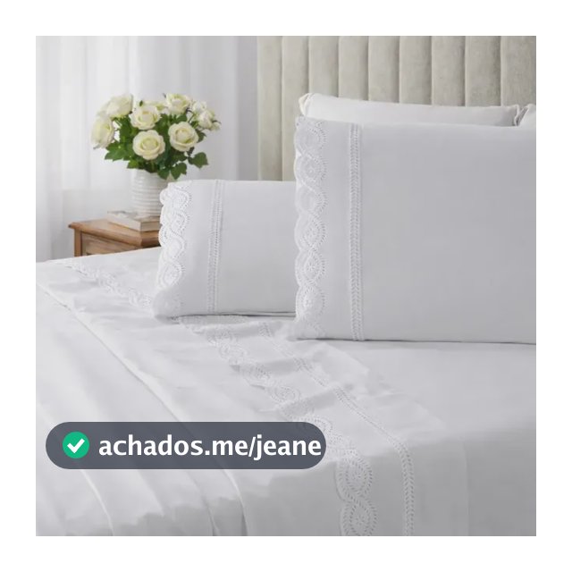 Lençol Casal Bordado 4 Peças Micropercal Acetinado 400 Fios Branco Bordado