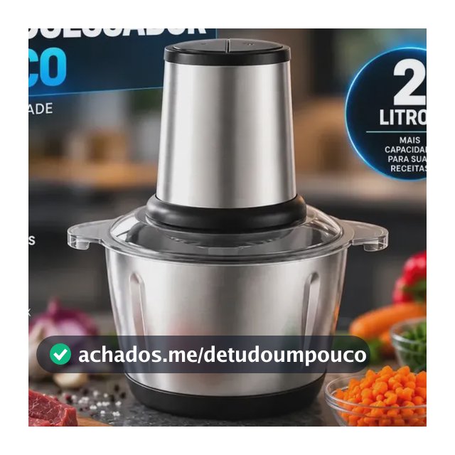 MuItiprocessador Elétrico 2L 400W Inox Triturador Picador de Alimentos para Carne Legumes Alho Temperos Cozinha Hardline