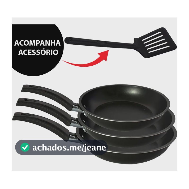 Kit 3 Frigideiras Antiaderentes Alumínio Imperial + Espátula