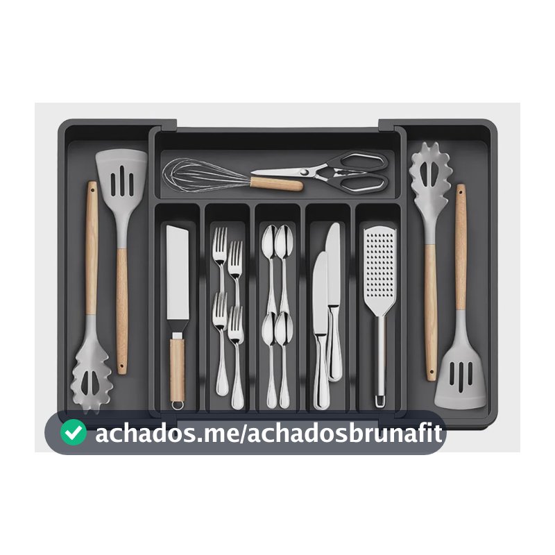 Porta Talher Organizador Gaveta Cozinha Divisória Ajustável Preto