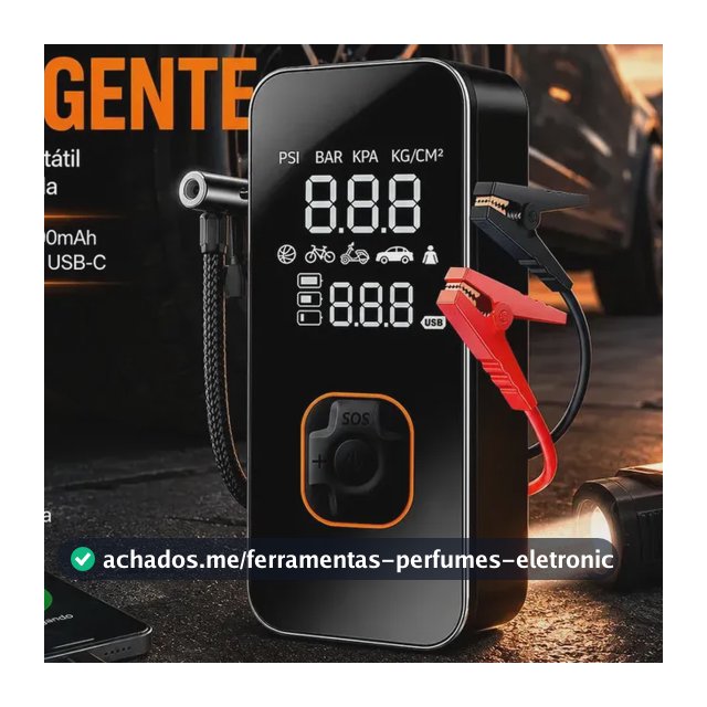 Compressor De Ar Leves Air Pump Auxiliar De Partida Veículos E Powerbank Compacto 18000 Rpm Para Pneus De Portátil