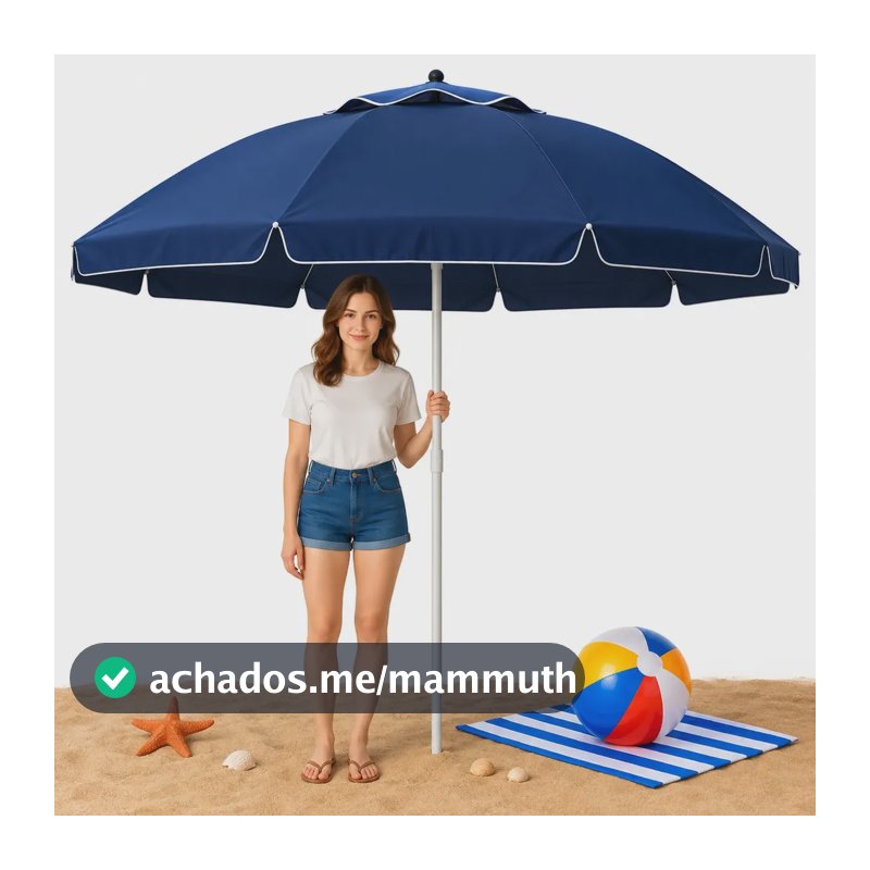 Guarda Sol Gigante 2,40m Uv Praia Piscina Camping Pesca Verão Cor Azul Marinho Vai De Tech