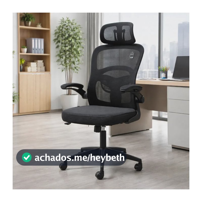 Cadeira de Escritório Vincere Brasil Elegance Graphite II Ergonômica com Apoio Lombar Preta em Malha