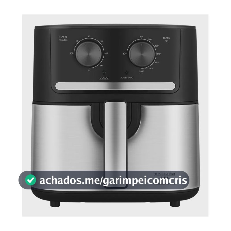 Fritadeira Air Fryer 5,5l Cyclone Preto E Inox Midea