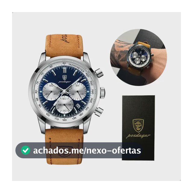Relógio Luxo Poedagar Masculino Pulseira Em Couro Funcional