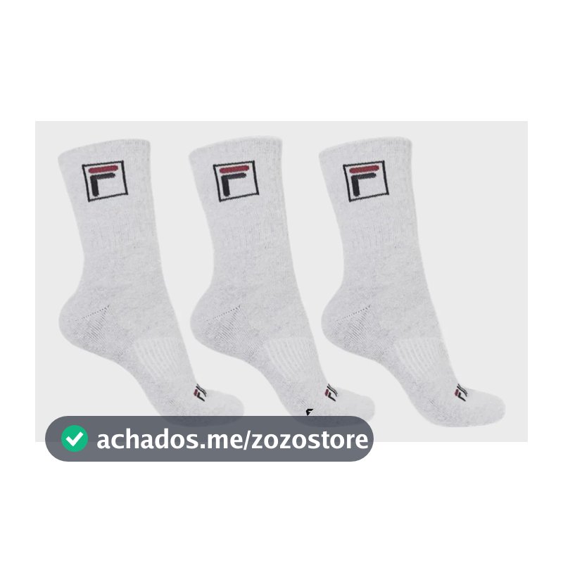 Kit Tripack Meia Fila Cano Alto Fbox Masculina Branca Meias Brancas Logo 39-43