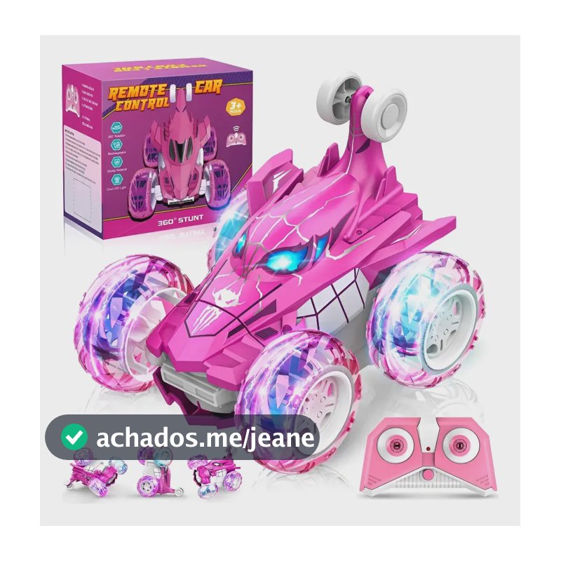 Carro de Controle Remoto Acrobata Kizumba, Carro Aranha Rosa para Meninas com Luzes