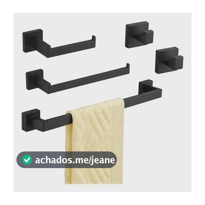 Kit de Acessórios para Banheiro Hidralia 5 Peças de Aço Inoxidável Preto Fosco