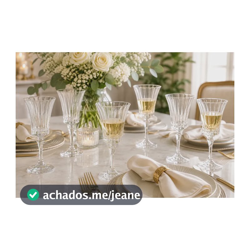 Taças Vinho Champanhe Diamond Vidro 6 Pçs Suco Agua Cristal Tranparente