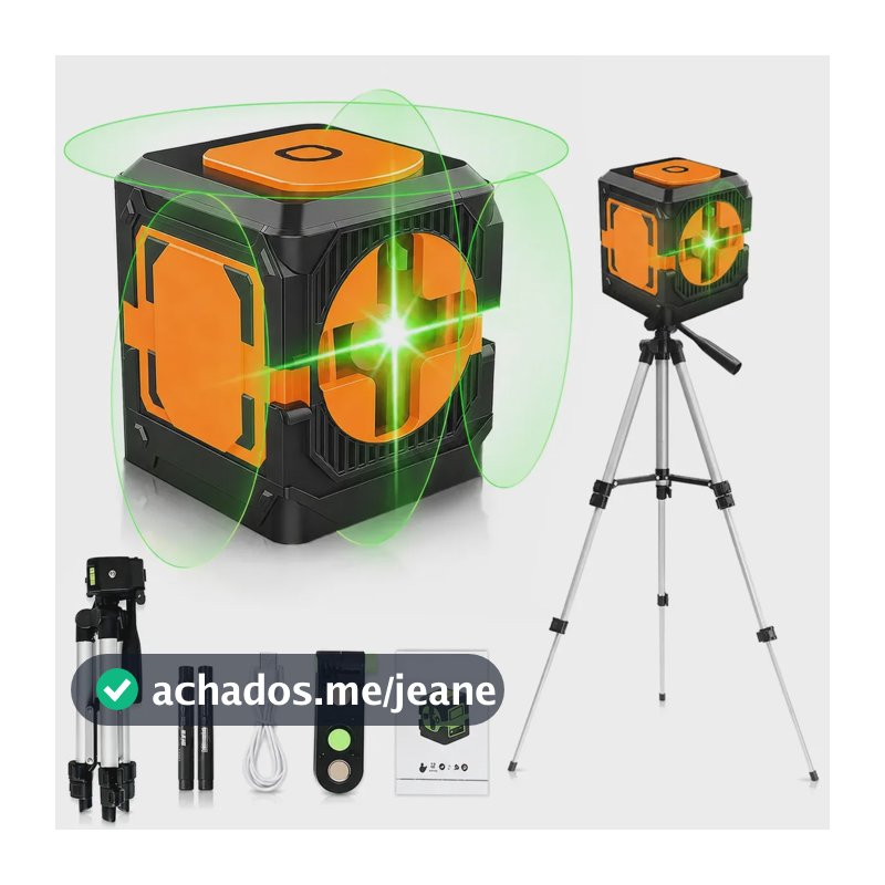 Nível Laser Verde Autonivelante Ouro Shop com Tripé e Suporte Magnético para Obras