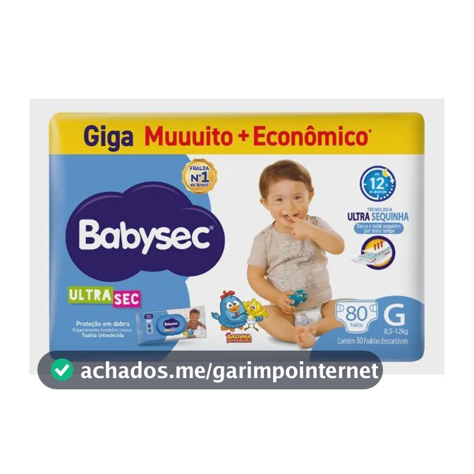 Fralda Babysec Ultra Giga G 80 Unidades Grande (g) Sem Gênero