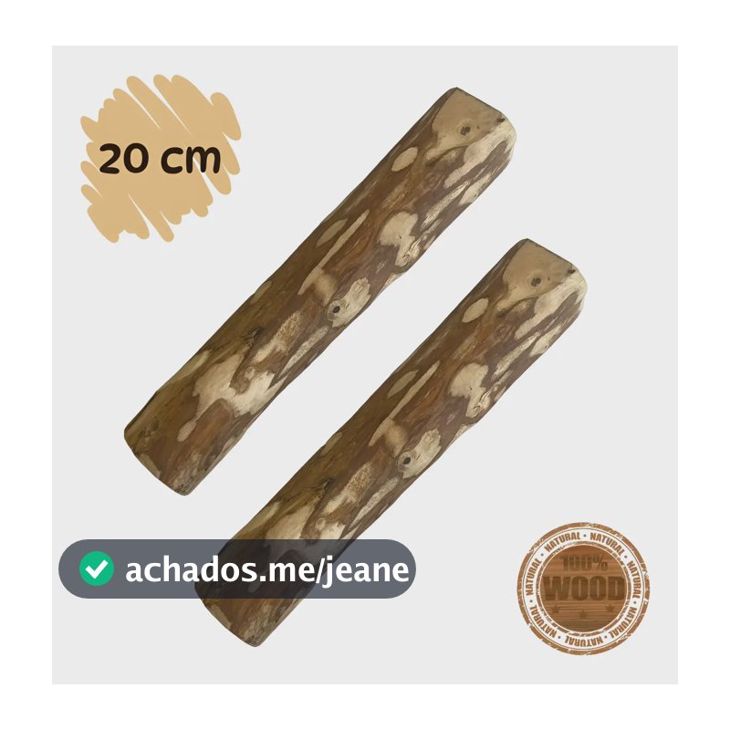 Kit 2 Mordedor Sustentável Madeira Amicus Wood Rústico 20cm
