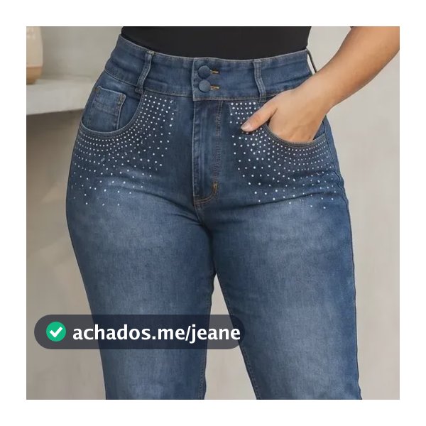 Calça Jeans Feminina Cintura Alta Plus Size Flare Elastano Azul 48
