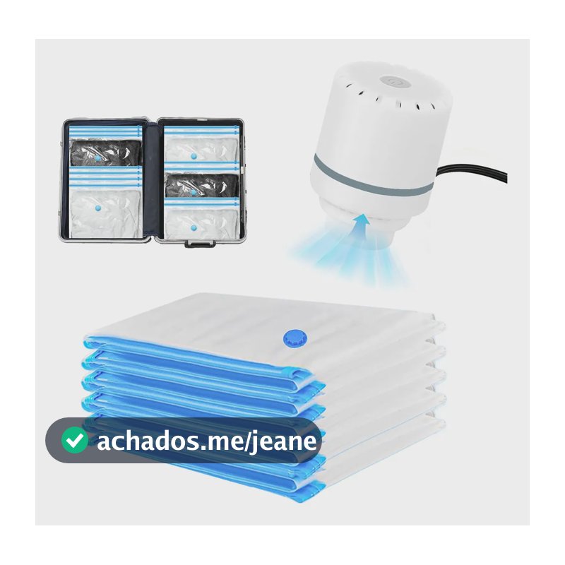 Alusp Pack 5 Saco Vacuo 50x60cm Viagem Vac Bag Organizador Incluir Bomba De Ar Elétrica 110V/220V