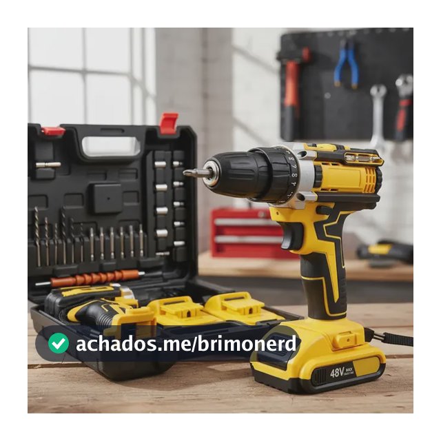 Parafusadeira Furadeira Impacto 3 Funções Sem Fio 2 Baterias Amarelo 50hz/60hz