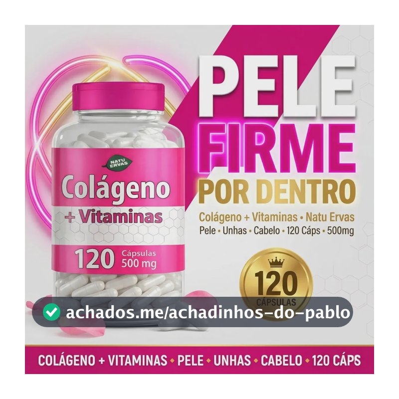 Colágeno + Vitaminas 120cps Rejuvenescimento Pele Saudável E Firme Antissinais Iluminada Jovem Renovadora Anti-idade Sem Sabor