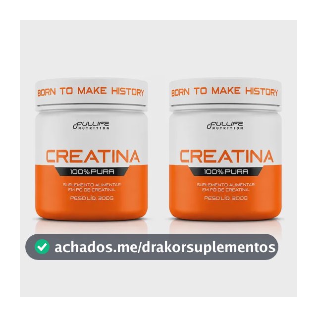 Kit 2x Creatina 100% Pura 300g Monohidratada Fullife Sem Sabor